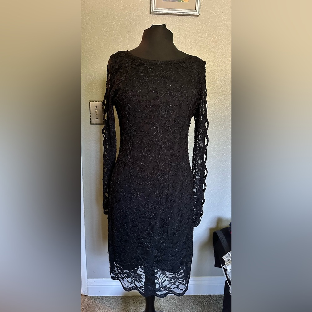 Black lace cocktail/party/homecoming dress.
